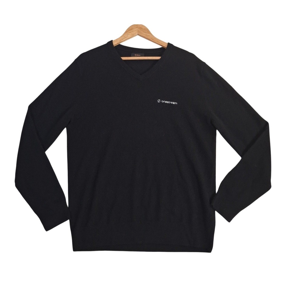 Quince Mongolian Cashmere V-Neck Sweater Men's Large L Black OneStream Logo